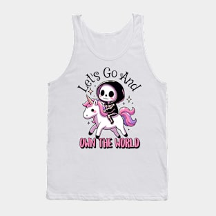 Let's Go& Own The World Cute Grim Reaper Tank Top